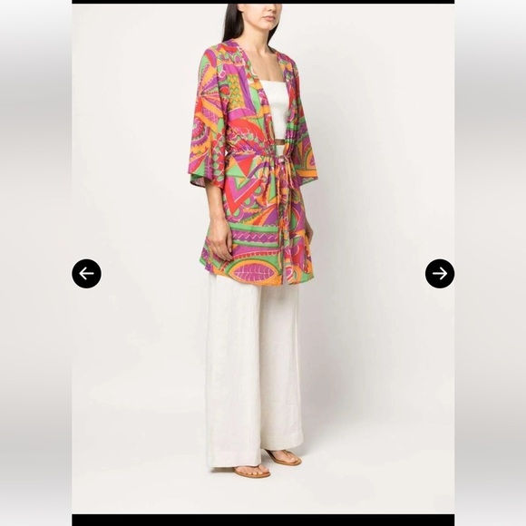 ba&sh Dean Graphic-Print Kimono Blouse Coverup Size 1 / US Small - Picture 3 of 9